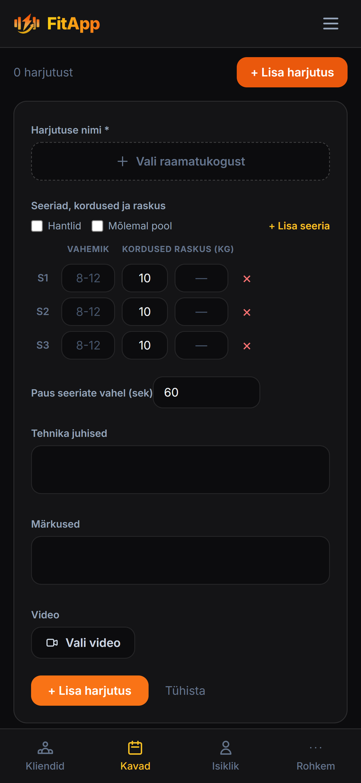 FitApp - harjutuste raamatukogu